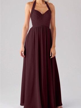 Kennedy Blue Halter Bridesmaid Dress in Burgundy/ Bordeaux from David’s Bridal